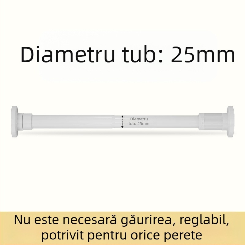 Tijă telescopică fără perforații, achiziție limitată, tijă de perdea de duș, tijă de perdea pentru balcon, tijă de haine, suport pentru dulap, tijă telescopică pentru perdea de ușă
