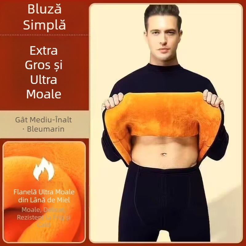 Costum termic intim pentru bărbați, îngroșat, catifea germană, încălzire, plus mărime, tineri, iarnă, rezistent la frig, haine de toamnă și pantaloni de toamnă
