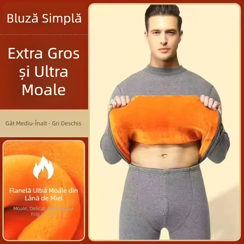 Costum termic intim pentru bărbați, îngroșat, catifea germană, încălzire, plus mărime, tineri, iarnă, rezistent la frig, haine de toamnă și pantaloni de toamnă