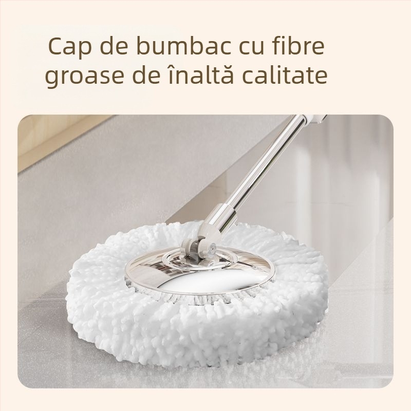 Mop automat rotativ cu găleată, din oțel inoxidabil, pentru uz casnic, fără mâini, pentru persoane leneșe, cu găleată rotativă cu dublă acționare