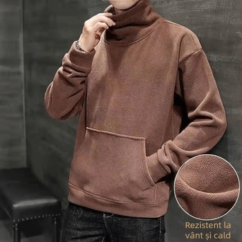 Pulover pentru bărbați de toamnă și iarnă, mărime plus, cămașă din catifea, pulover lejer, căptușit cu fleece, gros și cald, interior asortat