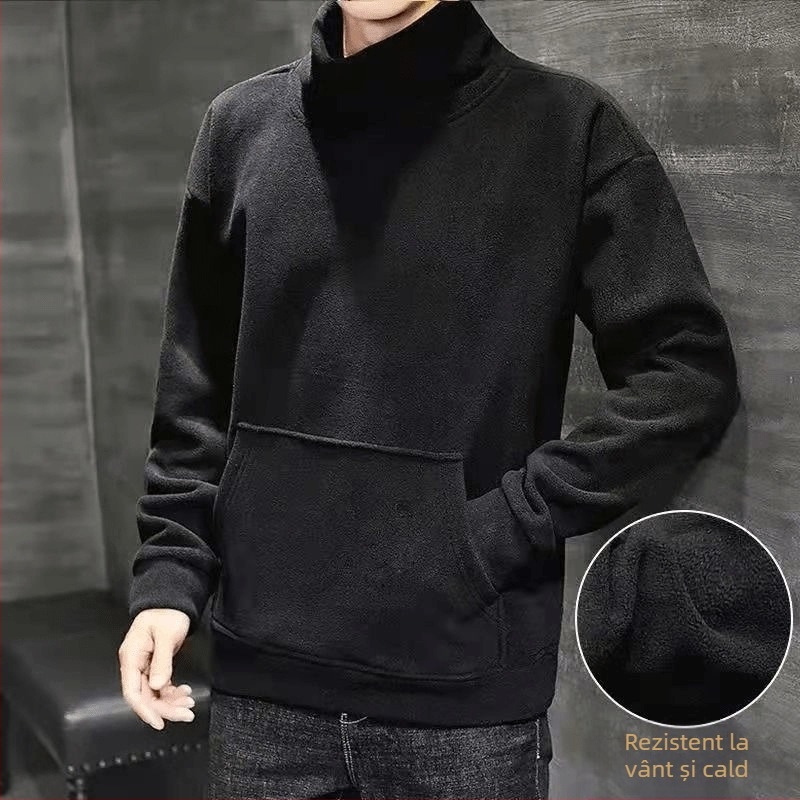 Pulover pentru bărbați de toamnă și iarnă, mărime plus, cămașă din catifea, pulover lejer, căptușit cu fleece, gros și cald, interior asortat