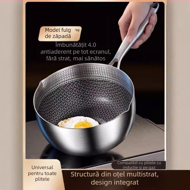 Oală transfrontalieră din oțel inoxidabil cu fagure de miere, oală Yukihira, oală japoneză pentru lapte, oală antiaderentă, oală pentru suplimente alimentare la abur și prăjit, oală pentru prăjit