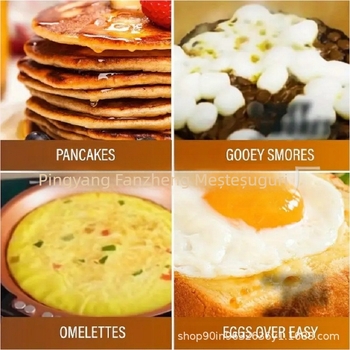 Tigaie de prăjit antiaderentă cu două fețe, tigaie mexicană pliabilă, tigaie aurie pliabilă