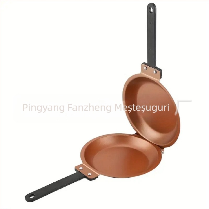 Tigaie de prăjit antiaderentă cu două fețe, tigaie mexicană pliabilă, tigaie aurie pliabilă