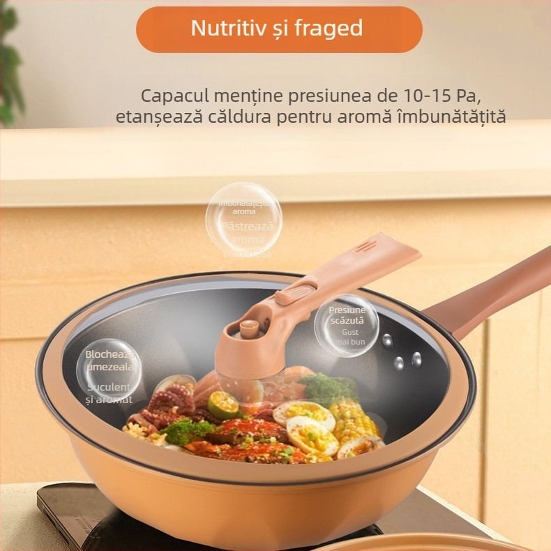 Nouă oală de lut multifuncțională cu abur, wok cu fund plat, oală sănătoasă fără strat, abur și gătit, oală all-in-one, cadou