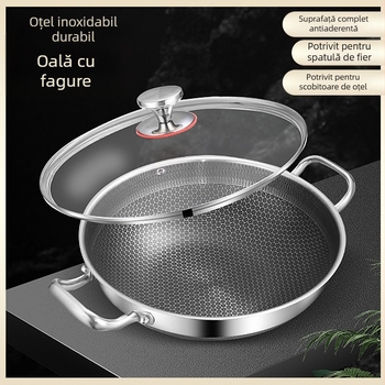 Wok cu două fețe, din oțel inoxidabil gros, antiaderent, pentru prăjit, oală universală, tigaie transfrontalieră, oală cadou cu ridicata