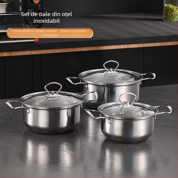 Set de 6 piese de vase din oțel inoxidabil transfrontalier, set de export, oală, mâner, mâner de copt, oală pentru supă, set cadou 16-20 cm