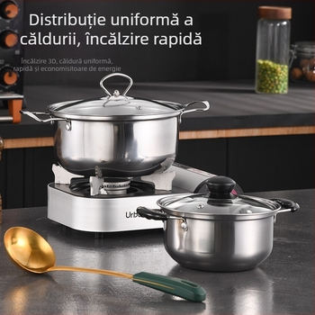 Set de 6 piese de vase din oțel inoxidabil transfrontalier, set de export, oală, mâner, mâner de copt, oală pentru supă, set cadou 16-20 cm