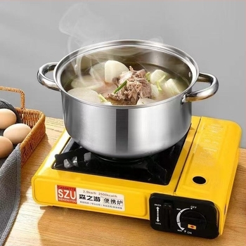 Oală de supă din oțel inoxidabil, extra groasă, cu fund plat, anti-opărire, multifuncțională, îngroșată