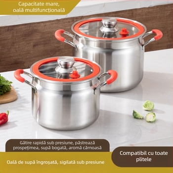 Oală cu micropresiune din oțel inoxidabil îngroșat, oală de supă de uz casnic de mare capacitate, borcan sigilat, oală de supă multifuncțională pentru gătit la abur, cadou en-gros