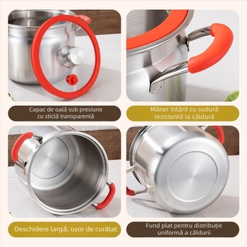 Oală cu micropresiune din oțel inoxidabil îngroșat, oală de supă de uz casnic de mare capacitate, borcan sigilat, oală de supă multifuncțională pentru gătit la abur, cadou en-gros