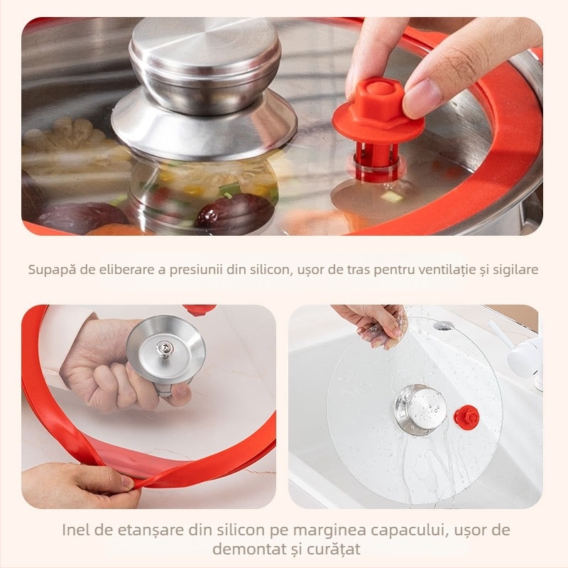 Oală cu micropresiune din oțel inoxidabil îngroșat, oală de supă de uz casnic de mare capacitate, borcan sigilat, oală de supă multifuncțională pentru gătit la abur, cadou en-gros