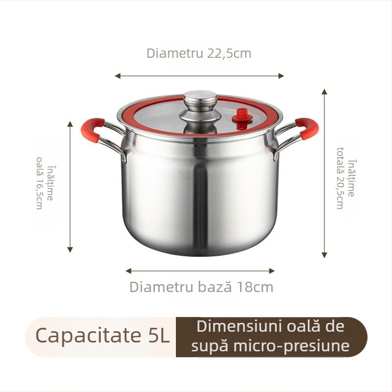 Oală cu micropresiune din oțel inoxidabil îngroșat, oală de supă de uz casnic de mare capacitate, borcan sigilat, oală de supă multifuncțională pentru gătit la abur, cadou en-gros