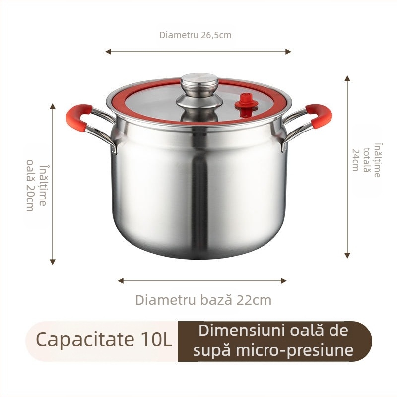 Oală cu micropresiune din oțel inoxidabil îngroșat, oală de supă de uz casnic de mare capacitate, borcan sigilat, oală de supă multifuncțională pentru gătit la abur, cadou en-gros