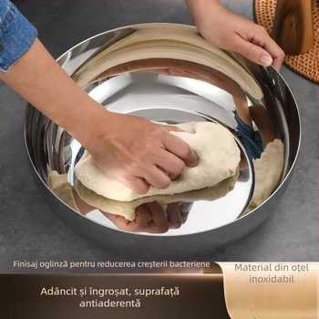 Bazin din oțel inoxidabil cu oglindă, îngroșat, bazin pentru ouă de uz casnic, bazin pentru gătit legume mixte, bazin de spălat legume, bazin de copt și bazin antiaderent