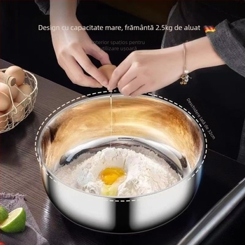Bazin din oțel inoxidabil cu oglindă, îngroșat, bazin pentru ouă de uz casnic, bazin pentru gătit legume mixte, bazin de spălat legume, bazin de copt și bazin antiaderent