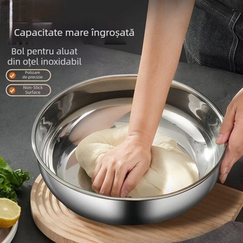 Bazin din oțel inoxidabil cu oglindă, îngroșat, bazin pentru ouă de uz casnic, bazin pentru gătit legume mixte, bazin de spălat legume, bazin de copt și bazin antiaderent