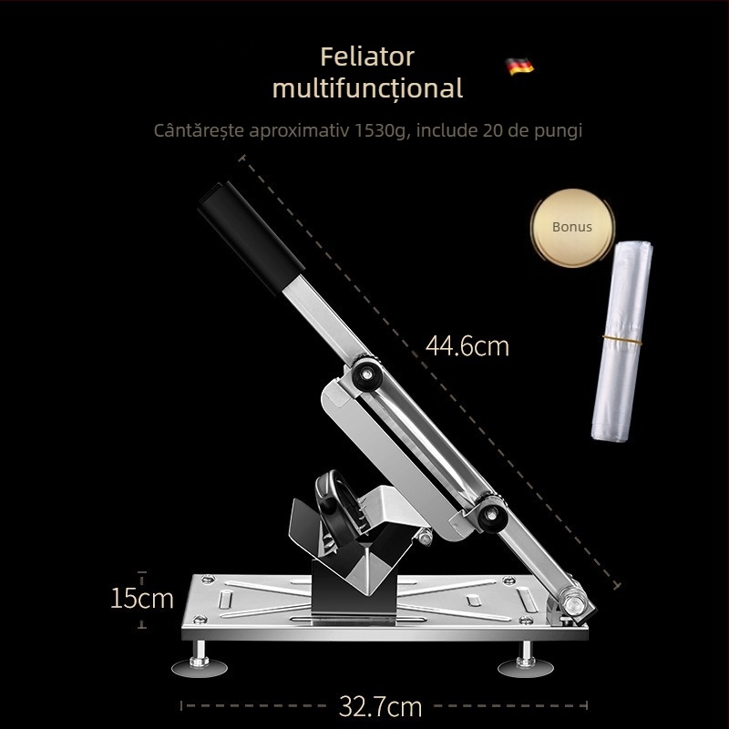 Feliator de carne de oaie din oțel inoxidabil, feliator de carne de oaie, rolă de mașină, tăietor de carne congelată de uz casnic, tăietor de carne, tăietor de carne, tocator de carne