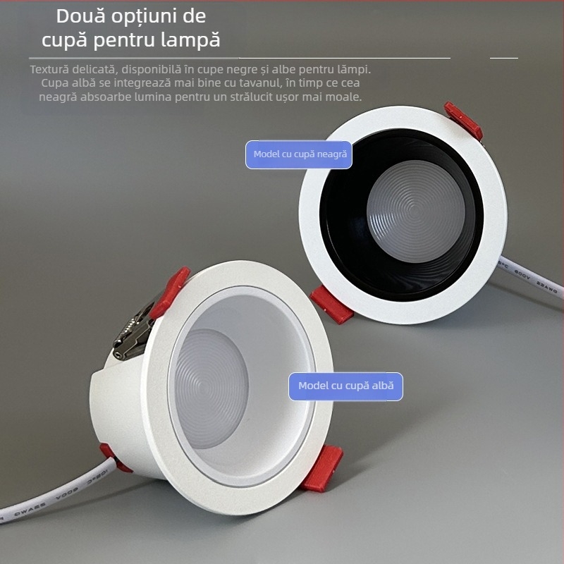 Lumină de tavan LED anti-orbire cu spectru complet, încorporată, fără cap, pentru sufragerie, hotel, casă, complet din aluminiu