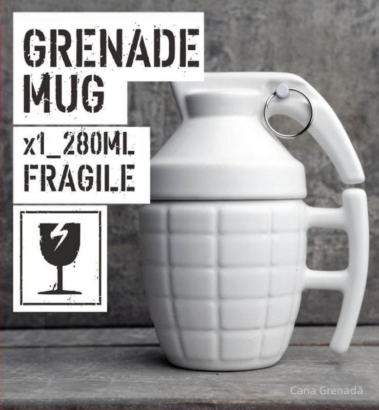 Cană creativă de grenadă cu capac, cană ceramică pentru mină, cană de cafea pentru birou militar, cadou personalizat
