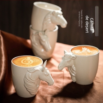 Ceașcă de espresso ceramică transfrontalieră, cu design de lux Ash Master Cup, cu mâner tridimensional, model animal, cană de apă personală creativă
