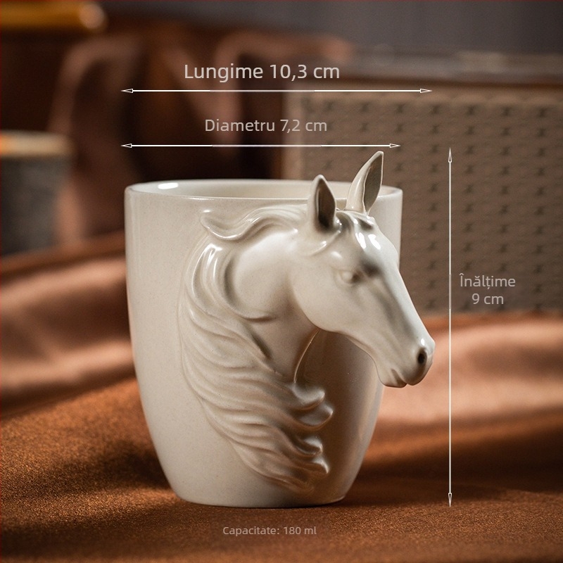 Ceașcă de espresso ceramică transfrontalieră, cu design de lux Ash Master Cup, cu mâner tridimensional, model animal, cană de apă personală creativă