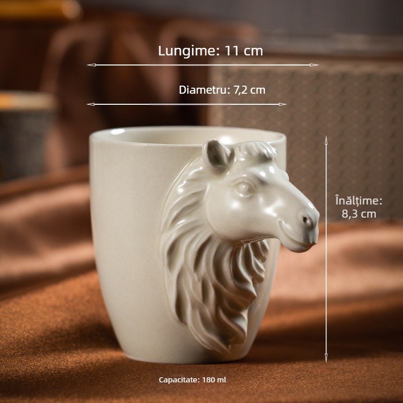 Ceașcă de espresso ceramică transfrontalieră, cu design de lux Ash Master Cup, cu mâner tridimensional, model animal, cană de apă personală creativă