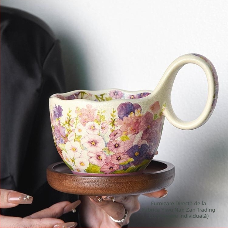 Cană ceramică Marquee Cup cu lingură pentru micul dejun Cupă cu fulgi de ovăz Bol încălzit cu lapte Blossom Cafea Cupă Bol
