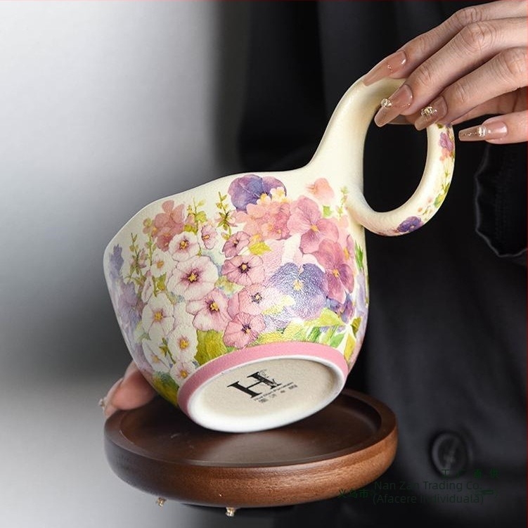Cană ceramică Marquee Cup cu lingură pentru micul dejun Cupă cu fulgi de ovăz Bol încălzit cu lapte Blossom Cafea Cupă Bol