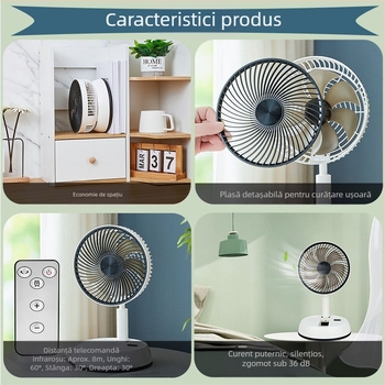 Noul ventilator telescopic de la Amazon, ușor de recepționat, cu cap de control al mișcării, cu masă de încărcare, ventilator silențios cu dublă utilizare