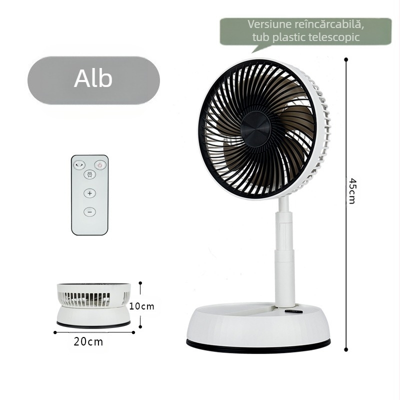 Noul ventilator telescopic de la Amazon, ușor de recepționat, cu cap de control al mișcării, cu masă de încărcare, ventilator silențios cu dublă utilizare