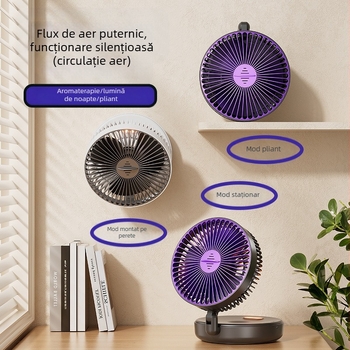 Ventilator mic cu încărcare USB transfrontalieră, pliabil, lumină de noapte, montat pe perete, pentru aromaterapie, livrare de cadouri mici