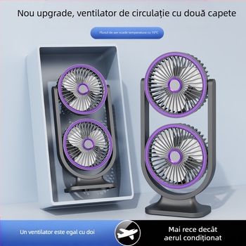 Comerț exterior transfrontalier Ventilator de birou cu două capuri, nou, ventilator de birou cu strat dublu, producător de cămin, ventilator de circulație a aerului cu vânt puternic