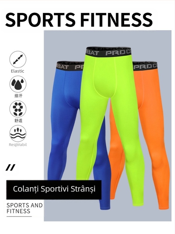 Pantaloni strâmți pentru bărbați, pantaloni de alergare cu nouă colanți de baschet, pantaloni elastici cu uscare rapidă, îmbrăcăminte sport, pantaloni de fitness, en-gros