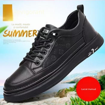 Pantofi sport pentru bărbați, din piele naturală, 2024, vară, albi, pantofi casual, la modă, versatili, sport, respirabili, din piele de vacă, confortabili