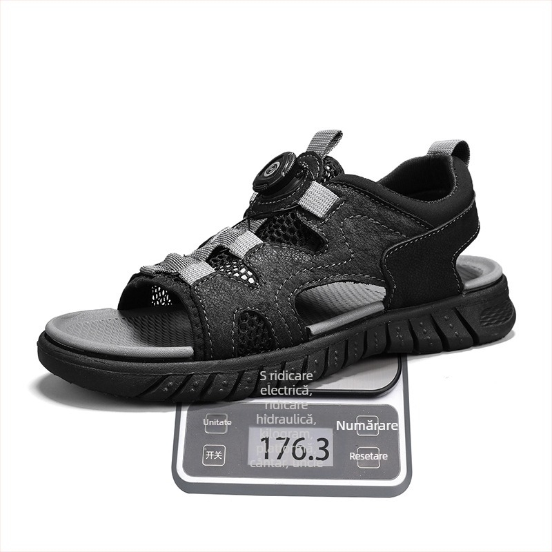 Sandale de vară pentru bărbați, super ușoare, mărime mare, 45464748, din piele de vacă, casual, cu strat superior, pentru exterior, antiderapante, pentru plajă, pantofi pentru bărbați