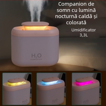 Umidificator cu pulverizare dublă de mare capacitate din fabrică, de uz casnic, mini 3,3 l, colorat, mic, cu atomizare, purificator de aer