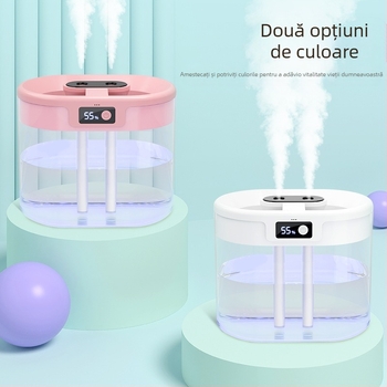 Umidificator nou transfrontalier cu jet dublu, capacitate mare, umidificator silențios de uz casnic, umplere cu linie USB, spray, umidificator cu lumină de noapte