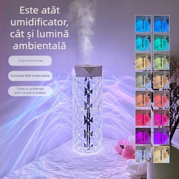 Umidificator cu cristale transfrontaliere, umidificator colorat cu schimbare de culoare RGB, purificator de aer de mare capacitate pentru desktop, en-gros
