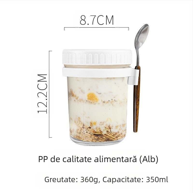 Ceașcă de ovăz peste noapte, en-gros transfrontalieră, ceașcă de mic dejun cu aspect de lux, cu lingură, ceașcă de iaurt, milkshake portabil pentru salată, ceașcă de lapte