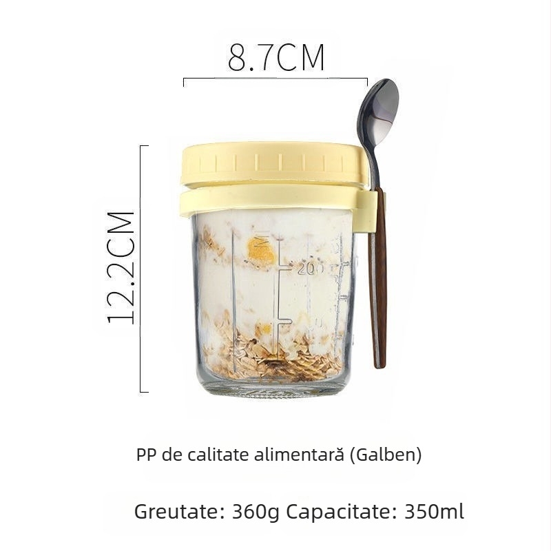 Ceașcă de ovăz peste noapte, en-gros transfrontalieră, ceașcă de mic dejun cu aspect de lux, cu lingură, ceașcă de iaurt, milkshake portabil pentru salată, ceașcă de lapte