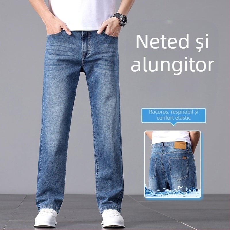 Blugi de culoare deschisă de înaltă calitate pentru bărbați, vară, subțiri, vrac, drepți, pantaloni sport spălați, all-match