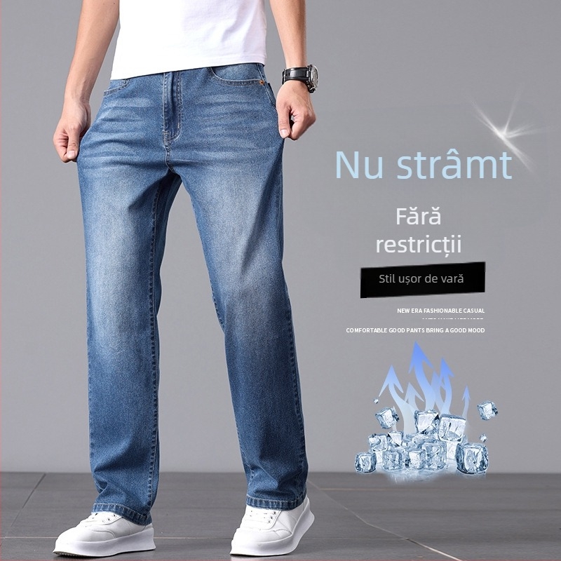 Blugi de culoare deschisă de înaltă calitate pentru bărbați, vară, subțiri, vrac, drepți, pantaloni sport spălați, all-match