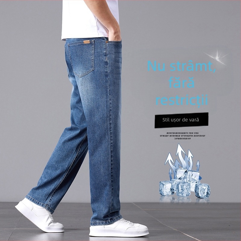 Blugi de culoare deschisă de înaltă calitate pentru bărbați, vară, subțiri, vrac, drepți, pantaloni sport spălați, all-match