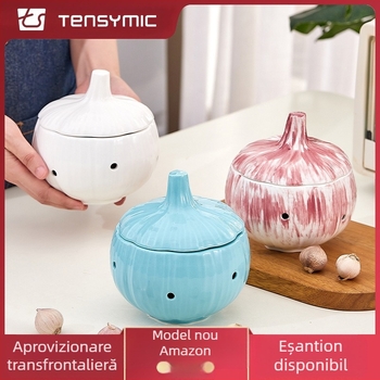 Borcan de usturoi gol transfrontalier nou, borcan de depozitare pentru bucătărie, rezistent la umiditate și mucegai, borcan de depozitare pentru usturoi, borcan sigilat din ceramică