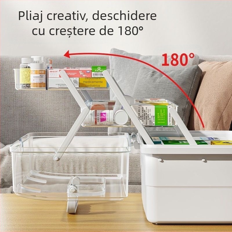 Cutie de medicamente de uz casnic, cutie de medicamente de mare capacitate, cutie de depozitare multifuncțională, raft de depozitare pentru birou de mare valoare