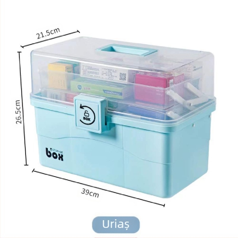 Cutie de medicamente de uz casnic, cutie de medicamente de mare capacitate, cutie de depozitare multifuncțională, raft de depozitare pentru birou de mare valoare