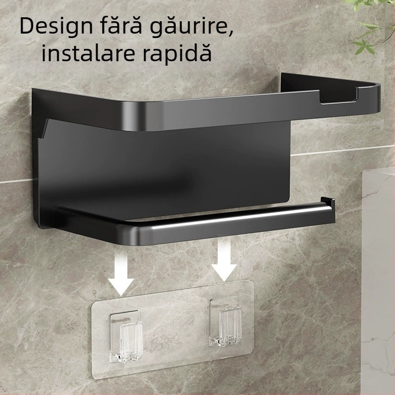 Cutie de șervețele montată pe perete, cutie de depozitare pentru toaletă, baie și bucătărie, fără perforații, dublu strat, suport de depozitare pentru role de hârtie Hotel
