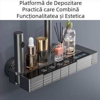 Set de duș nou pentru baie, cu cap de duș cu efect de ploaie, cu buton de pulverizare multifuncțional, cu lumină ambientală, set complet, cu afișaj digital, cap de duș